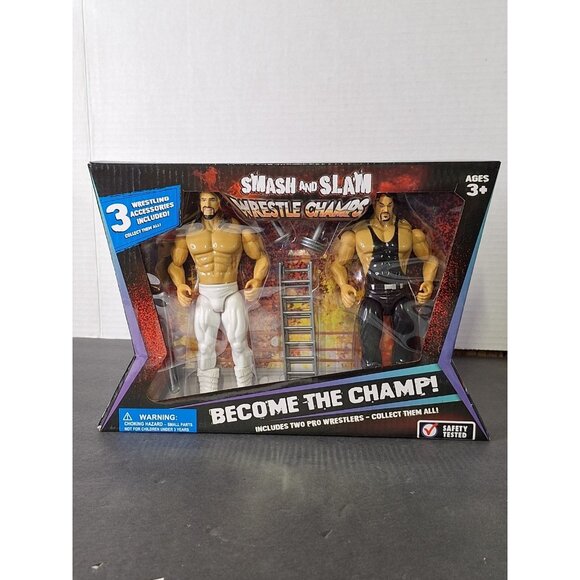 Other - Smash & Slam Wrestle Champs – 2-Figure Pack (White Pants + Black Tank)